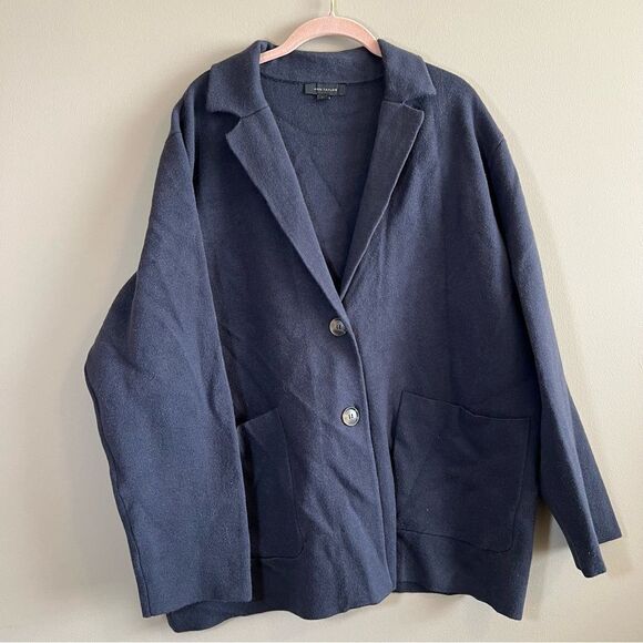 ✨ Ann Taylor Women’s Navy Blue Sweater Blazer XXL - Picture 1 of 11
